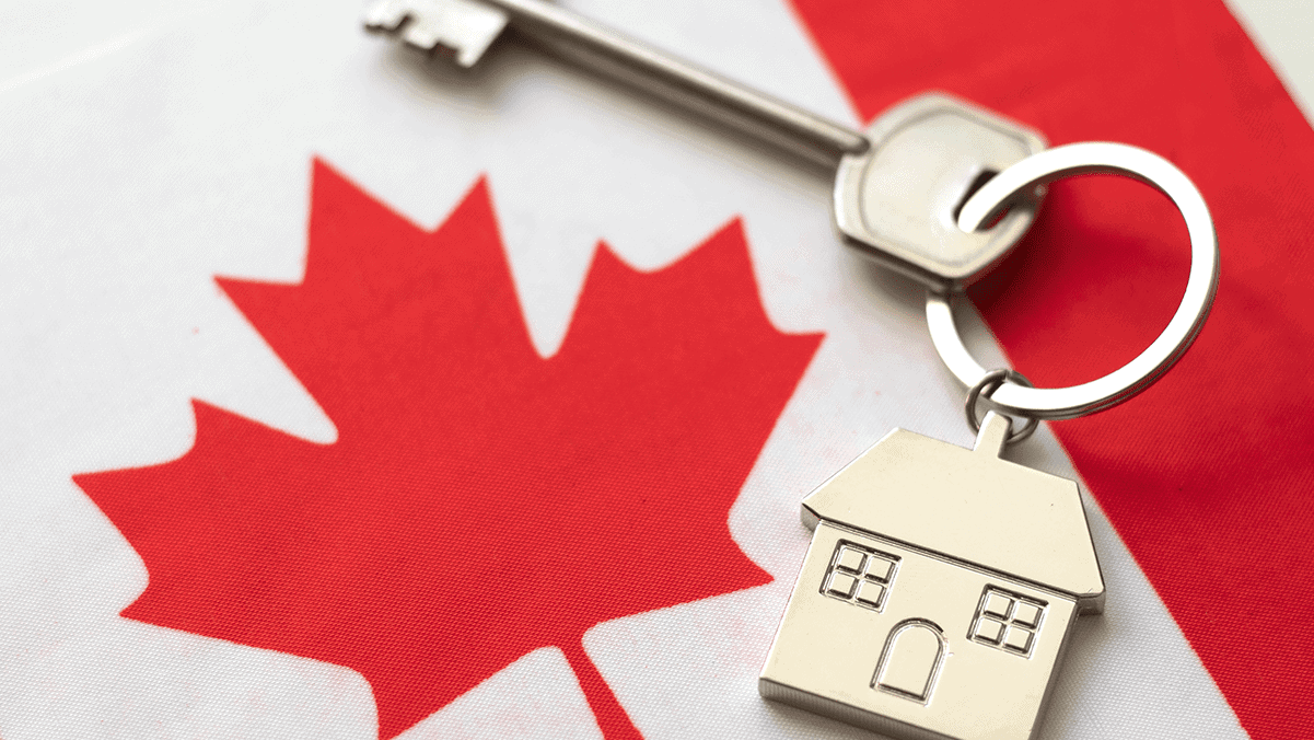 New Canadian Immigration Levels Plan 2023-2025; canadian flag with house key on top
